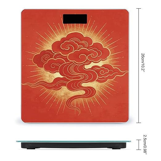 Auspicious Red Cloud Smart Scale for Body Weight Digital Bathroom Scale Toughened Glass Weight Scale with Large LCD Backlight Display High Precision Scales Weighing Machine