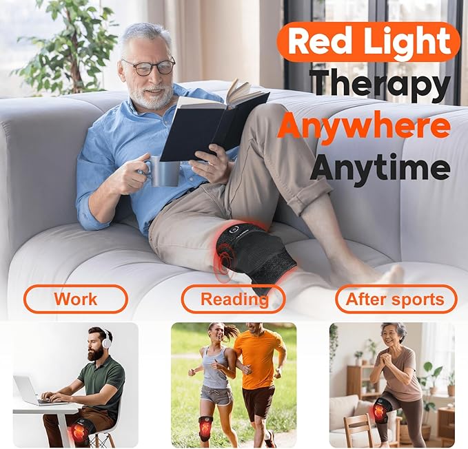 Red-Light-Therapy Infrared Light Knee Brace Wireless Rechargeable for Knee Shoulder Pain Relief 660nm &amp 850nm Infrared Therapy Heated Device for Knee/Shoulder/Joint/Elbow Gifts for Women Men