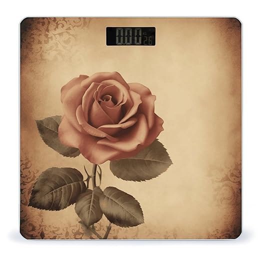 Vintage Rose Bathroom Scale Large LCD Backlight Display Digital Scale Rounded Corners Body Scales Automatic Power On/Off Bathroom Scales for Home Bedrooms