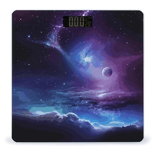 Galaxy Starry Sky Scale for Body Weight Highly Accurate Digital Bathroom Body Scale Digital Bathroom Scales for People Anti-Slip Large LCD Display Smart Scales