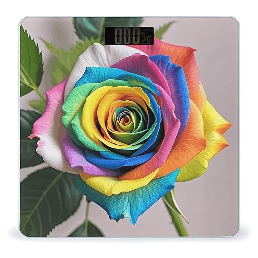 Rainbow Rose Scale for Body Weight Digital Bathroom Scale Toughened Glass High Precision Scales for Body Weight with Large LCD Backlight Display Weight Scales