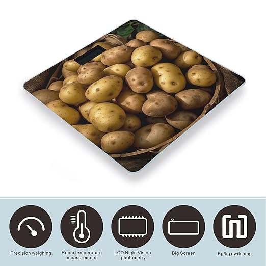 Garden Potatoes Scale for Body Weight Highly Accurate Digital Bathroom Scale Sturdy Tempered Glass Weighing Scales with LCD Display Fashion Body Fat Smart Scales 400lb