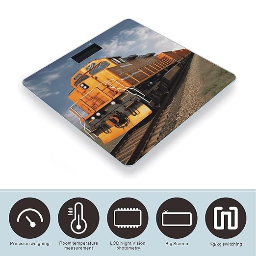Freight Train Weight ScaleClear LED Display Bathroom Digital Weighing ScaleTempered Glass Digital Bathroom Scale for Body Weight Capacity Up to 400 Lbs
