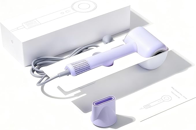 Professional Hair Dryer 1600W High-Speed Ionic Dryer with 8 Speeds Negative Ion Technology Low Noise Design Multiple Colors (Purple)
