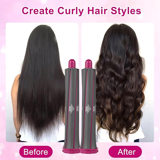 1 Pair 30mm/1.2 Inch Long Hair Curling Barrels for Dyson Airwrap Styler Attachment with 2 Upgraded Adapter for Convert Curling Iron Into A Hair Dryer HD01 HD02 HD03 HD04 HD07 HD08 HD15 HD16