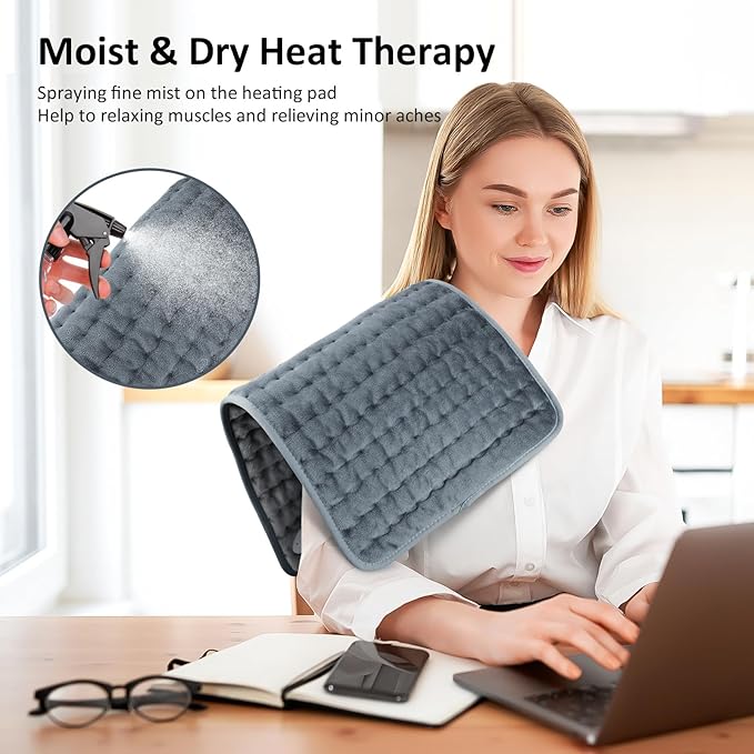 Heating pad for Back/Shoulder/Neck/Abdomen Electric Heating Pads with 6 Fast Heating Settings Auto-Off Soft Machine Wash Fabric Birthday Gifts for Women Mom Extra Large 12x24 Iron