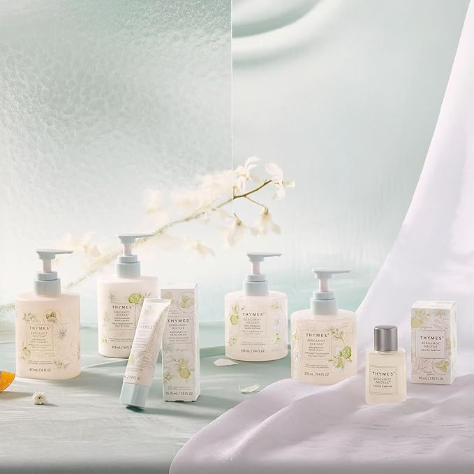 Thymes Nourishing Body Cleanser - Large Moisturizing Body Wash with Pump - Hydrating Cleanser - Notes of Bergamot Orange Flower Lemon Lotus &amp Sandalwood. (Bergamot Nectar 16 fl oz)