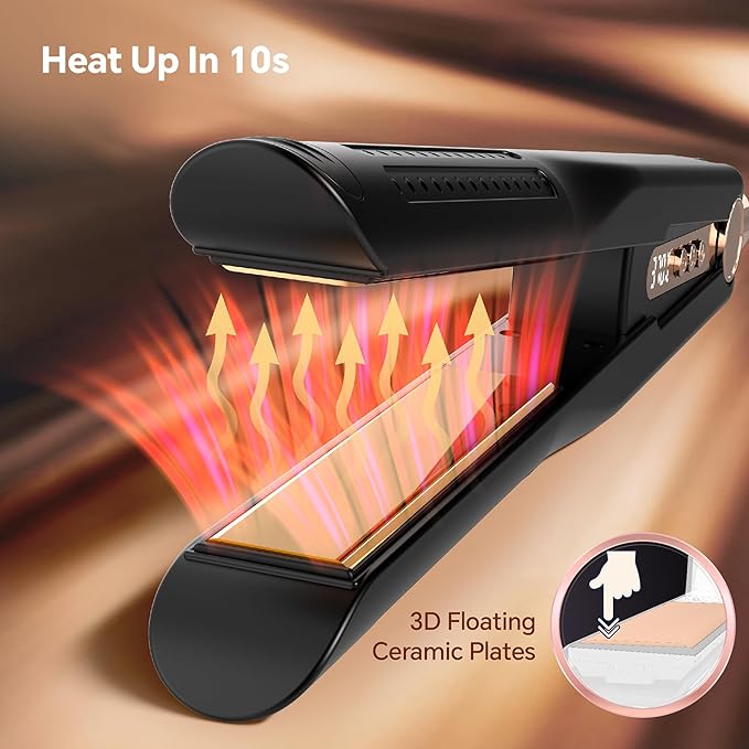 Nicebay Hair Straightener Flat Iron Hair Straightener and Curler-5 Temp Fast Heating Wide Voltage