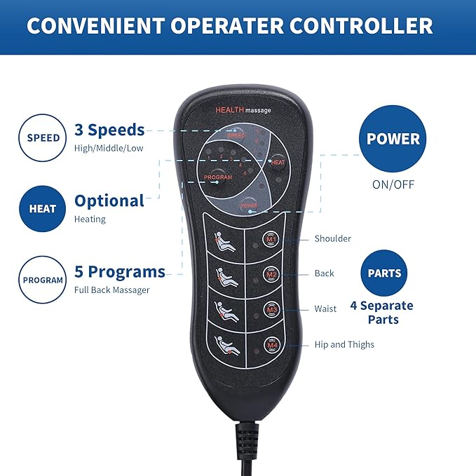 Sotion Seat Massager Vibrating Back Massager for Chair Massage Cushion 10 Vibrations to Relieve Stress and Fatigue for Back Shoulder and Thighs
