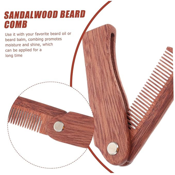 Didiseaon 3pcs Wooden Pocket Comb Mustache Comb Hair Accessory for Men Women Beard Brush Folding Beard Professional Styling Tool