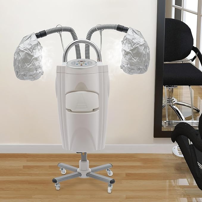 700W Double Headed Hair Steamer Machine110V Multifunctional Hair Dyeing Machine Stand Up Base Hairs Soil Machine Color Processor Hairdressing Care Hair Repair Equipment (700W)