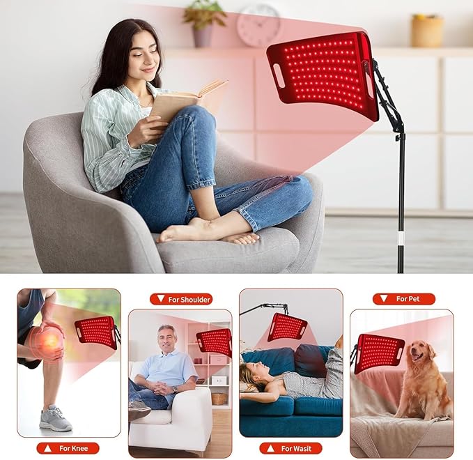 Red Light Therapy LampInfrared Light Therapy with 660nm Visible Red Light &amp 850nm Invisible Infrared Light with Floor Stand 104 LEDsInfrared Light Therapy for Body Device Effective for Skin Repa