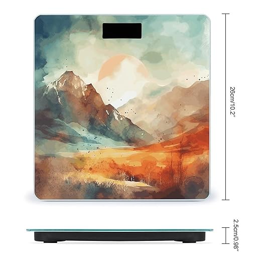 Digital Bathroom Scale for Body Weight Scale with Bright LCD Display High Accuracy Step-On Technology Auto On/Off Mountains and Sun Digital Scales 400 Lbs /180kg