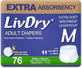LivDry Adult Incontinence Underwear Extra Absorbency Adult Diapers Leak Protection Medium 76-Pack