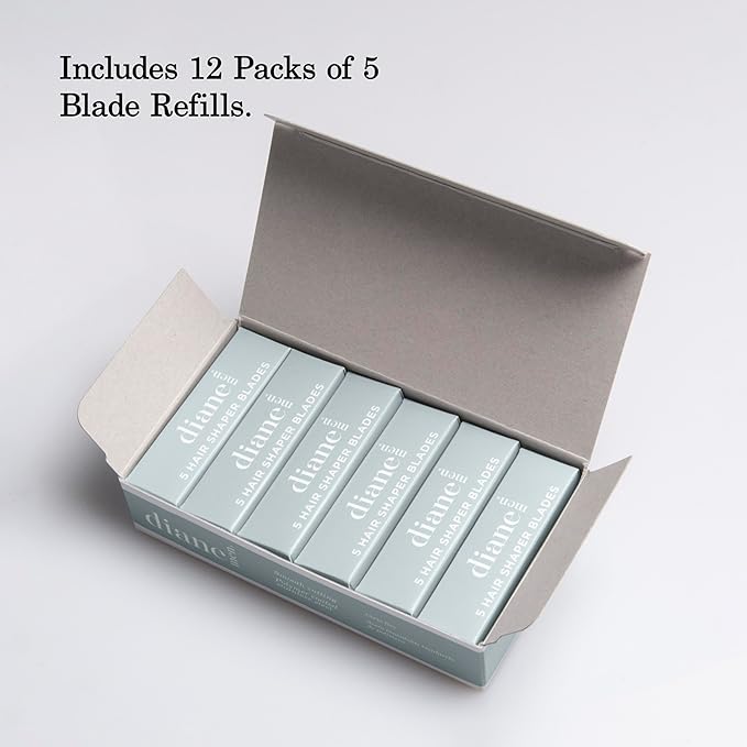 Diane Hair Shaper Razor Blades Polymer Coated Stainless Steel Material Precise Shaping Trimming and Cutting Razor Refills for Barber Straight Edge Razor Blade 60-Pack