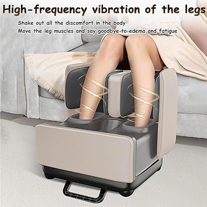 Foot and Calf Massager Shiatsu Foot Massager Machine with Soothing Heat Deep Kneading Air Compression Improve Blood Circulation and Foot WellnessRelax for Home Or Office Use(Black)