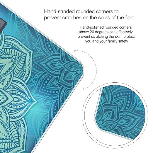 Blue Bohemian Pattern Scale for Body Weight Digital Bathroom Scale Precision Smart Weighing Scales with Clear LED Display Accurate High Precision Scales Weighing Machine