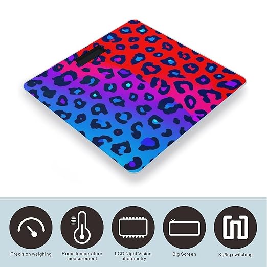 Women's Fashion Automatic Switch Digital Bathroom Weighing Scale Smart Scale Trippy Red Pink Purple Blue Cheetah Leopard Print