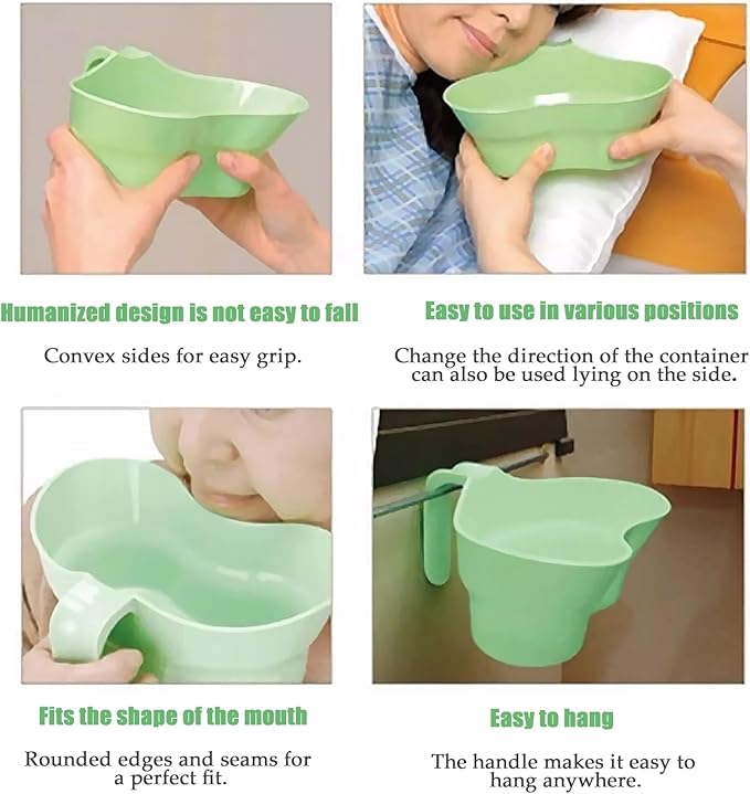 Oral Care Brush Teeth Plastic Vomit Basin Cup Brush Patient Mouthwash Basin Teeth with Wide Mouth Arc Design Bed Mouthwash Cup Emesis Basin for Elderly Bedridden Patients and Teeth Cleaning