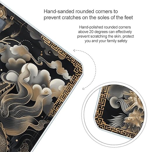 Black Chinese Dragon Bathroom Scale for Body Weight LCD Display Digital Bathroom Scale Tempered Glass Bathroom Weight Scales Fashion Smart Scales for Home Bedroom 400 Lb