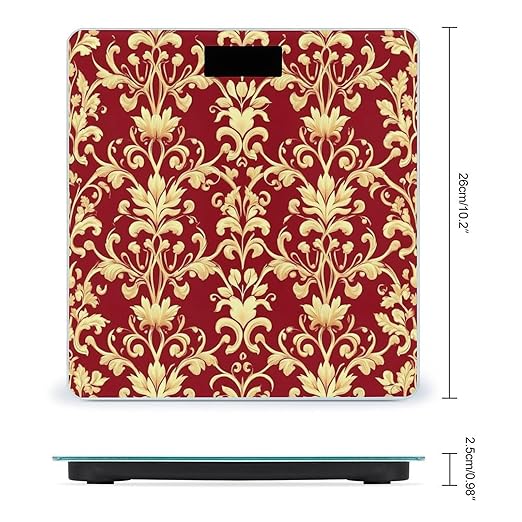 Women's Digital Bathroom Weighing Scale Automatic Switch Energy Saving Scale Smart Scale for Body Weight Flower Red Gold Floral Classy Burgundy Antique