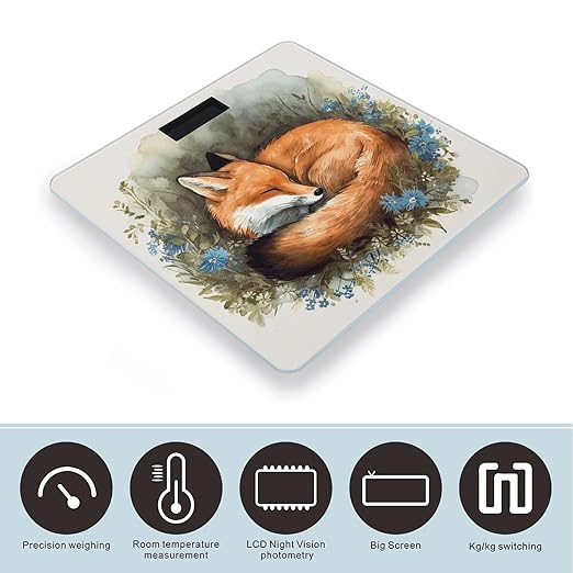 A Sleeping Fox Bathroom Scale Weight Scale for Body WeightHighly Accurate Digital Weighing Machine Clear LED Display Digital Bathroom Body Scale 400lb/182kg