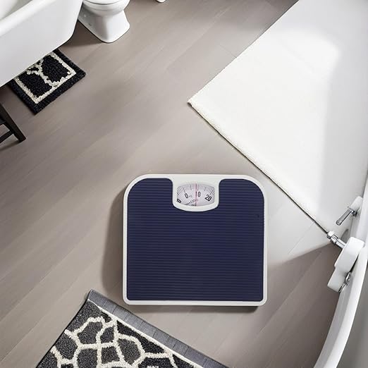 Mechanical Analog Body Weight Scale for Home Use Dark Blue Bathroom Scale with Precision Dial Sturdy Non-Electronic Health Monitor for Accurate Weight Measurement