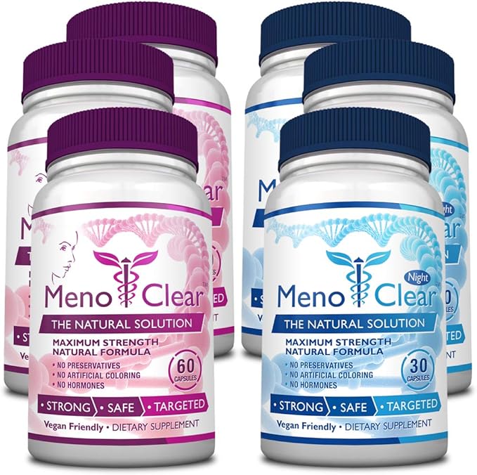 Consumer Health MenoClear Night - 30 Capsules - Menopause Care - Decrease Hot Flashes Mood Swings and Irritability - Melatonin Valerian Hesperidin - Made in the USA
