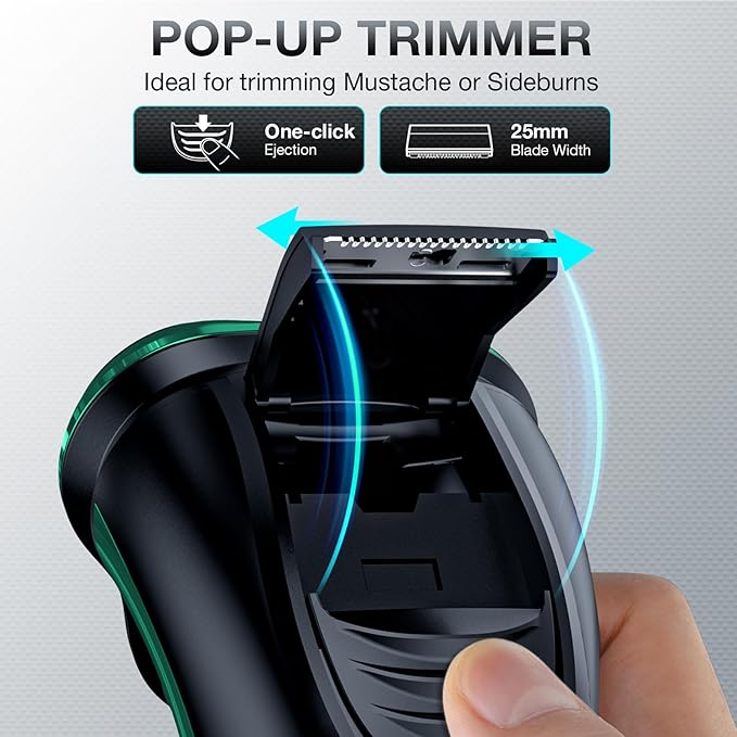 Electric Razor for Men Cordless Rechargeable Rotary Shaver with Pop-Up Trimmer IPX6 Waterproof Wet &amp Dry Electric Razor Includes Charging Stand – Mens Electric Shaver for Face and Travel
