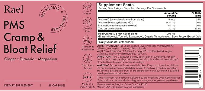 Rael Bundle - Cardboard Applicator Tampons Made with Organic Cotton Multipack (Regular &amp Super 36 Count) &amp PMS Supplement for Women (28 Capsules)