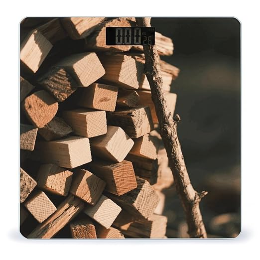 Rustic Wood Bathroom Scale for Body Weight LCD Display Digital Bathroom Scale Tempered Glass Bathroom Weight Scales Fashion Smart Scales for Home Bedroom 400 Lb