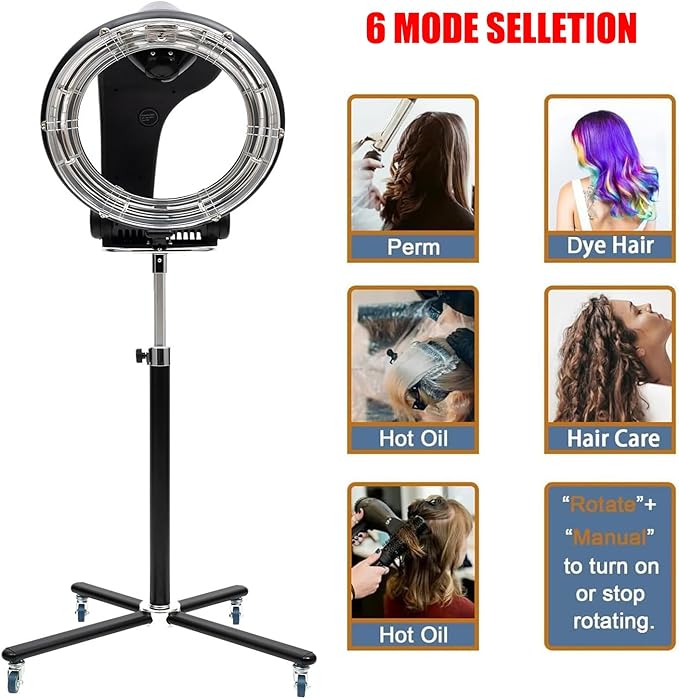 3 in 1 Professional Salon Hair Dryer Wall Mount 950W/1200W Adjustable Timer &amp Temperature Orbiting HD LCD Display Floor-Standing Hair Spa Color Processor Heater