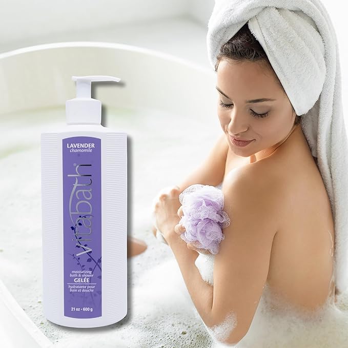 Vitabath Lavender Chamomile Moisturizing Bath &amp Shower Gel Wash Calming &amp Hydrating Botanical Skin-Softening Skincare Body Cleanser &amp Foaming Gelee - 21 oz