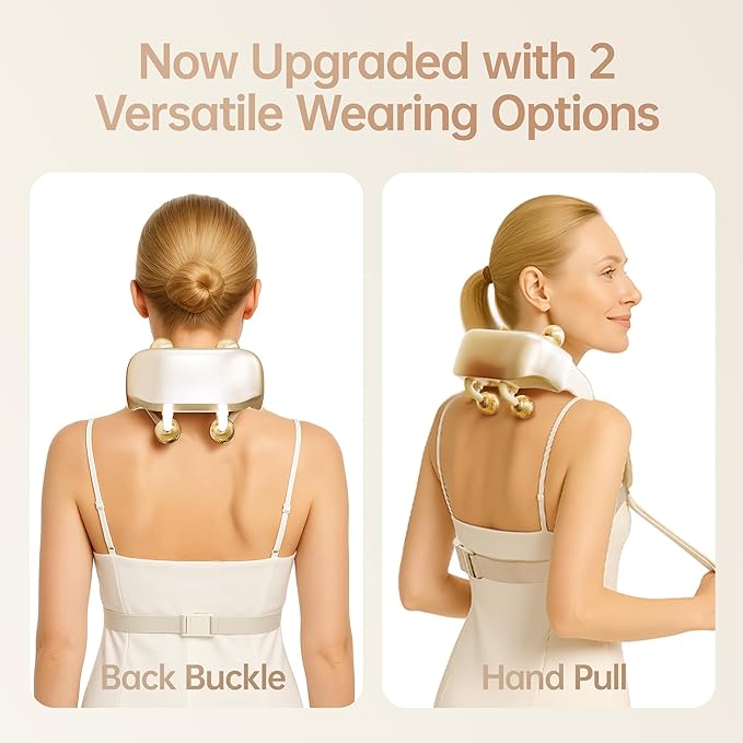 Neck Massager for Pain Relief Deep Tissue Cordless Shiatsu Back Massager with Heat Electric 6D Kneading Shoulder Massage Pillow for Foot Legs Muscle Body Gifts for Mom Dad Friends Him Her