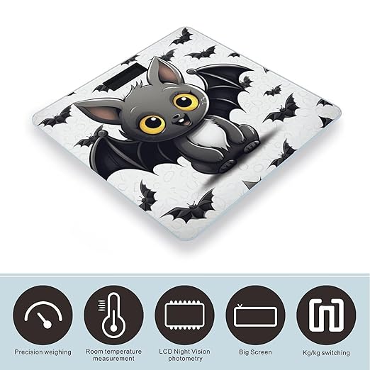 Cute Bat Bathroom Scale for Body Weight Bathroom Weighing Scale with Backlit LCD Display Highly Accurate Measures Weight Up to 180kg