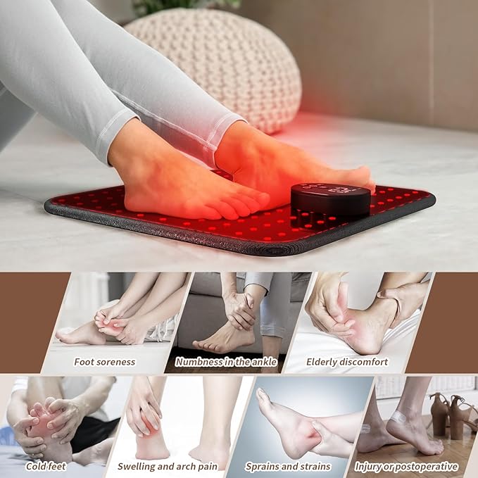 Red Light Therapy for Feet Cordless Infrared Light Therapy Foot Mat 8 Modes Red Light Therapy Pad for Feet with 660nm Red &amp 850nm Near Infrared LEDs Heat &amp Timer