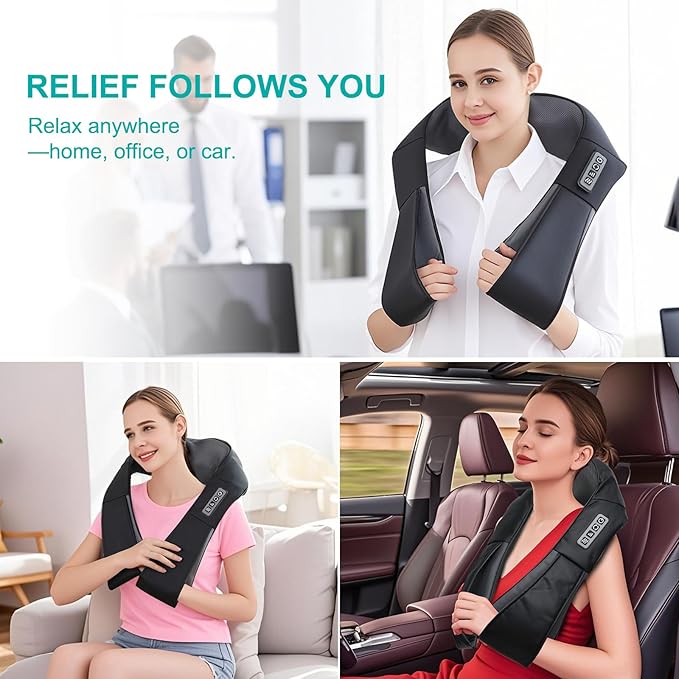 Shiatsu Back and Neck Massager with Heat Deep Tissue Kneading Back Massager for Pain Relief