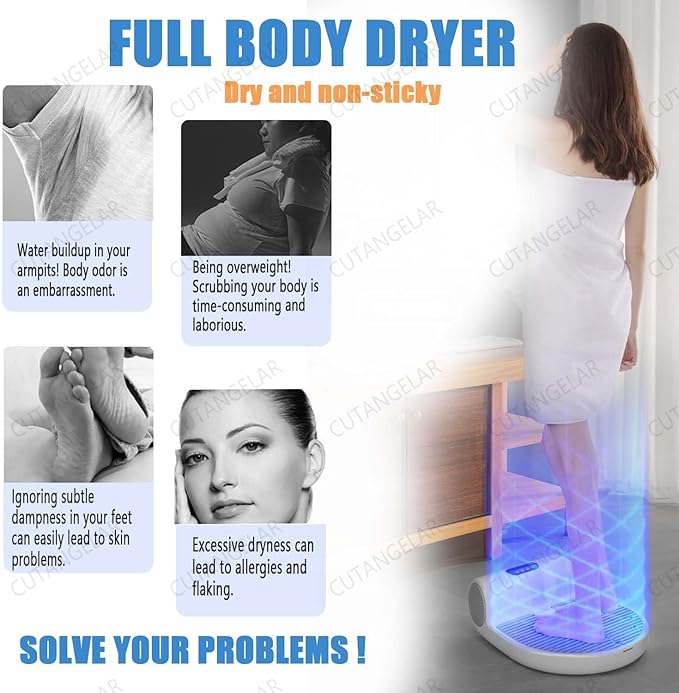 Body Refresher Machine Whole Body Dryer After Shower 1500W Powerful Blower 3 Speed Sett-ings Warm and Cool Air Wate-rproof Scale Automatic Sensor Safe for Bathroom Use(New Model With Scale)