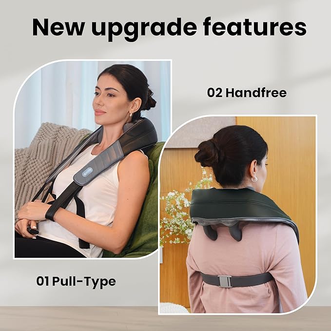 COMFIER Mothers Day Gifts for Mom Dad 4D Neck and Shoulder Massager with Heat Cordless Shiatsu Back and Neck Massager for Pain Relief Hands-Free Massage Pillow with Carry Bag