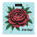 Vintage Peony Scale for Body Weight Sturdy Tempered Glass Weighing Scales with LCD Display Accurate Digital Bathroom Scale Convenient Body Fat Smart Scales Easy Read