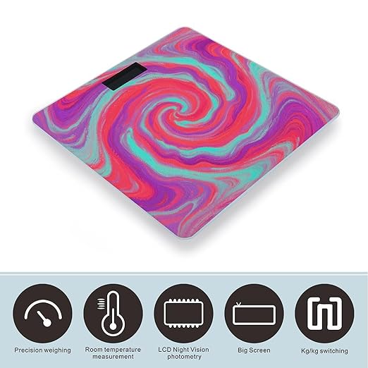 Red - Purple Vortex Bathroom Scale for Body Weight Bathroom Digital Electronic Weighing Scale with Back Lit LED Display Sturdy Tempered Glass Weight Watchers Scales 400lb