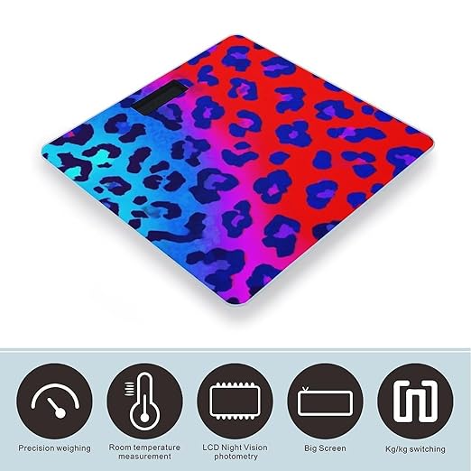 Digital Bathroom Weighing Scale Energy Saving Scale Smart Scale for Body Weight Trippy Red Pink Purple Blue Cheetah Leopard Print