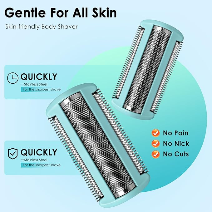 Replacement Shaving Foil Head Compatible with Philips Norelco Body Groomer Series BG5000 BG7000 BG9000 Light Green 2 Pack - BG2010/40