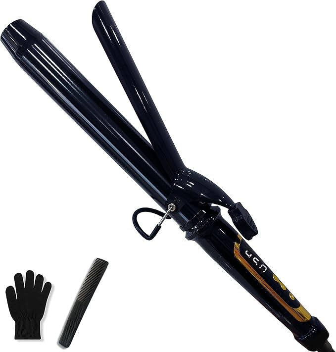 abp 1.25 Inch Curling Iron Extra Long Barrel with Ceramic Coating for Long/Medium Hair1 1/4 INCH LCD Display Instant Heat up to 450°F with clampHair Style Tool Girls &amp Women