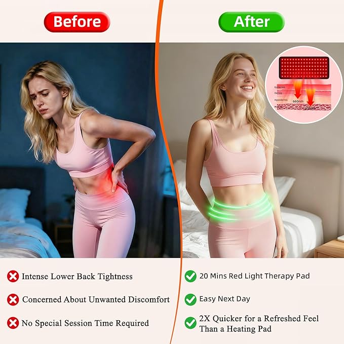 Red Light Therapy for Body 660nm 850nm 12.6 LED Wearable Infrared Redlight Therapy Belt Wrap Pad for Belly Back Waist Shoulder Knee Muscle