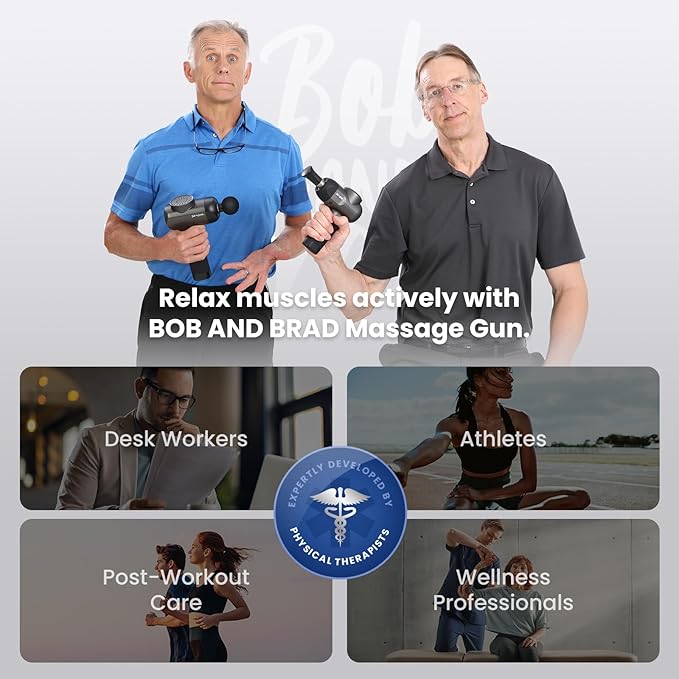 BOB AND BRAD C2 Massage Gun FSA Eligible &amp HSA Approved Deep Tissue Percussion Massager Gun Muscle Massager with 5 Speeds and 5 Heads Electric Back Massagers for Professional Athletes Home Gym