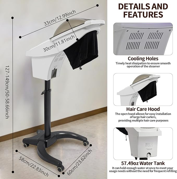 Professional Salon Hair Steamer Machine 700W Professional Deep Conditioning Hair Steamer Ozone Hair Care Spa Steamer Beauty Salon Equipment Oil Treatment Machine
