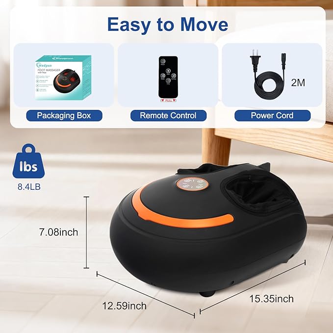 Shiatsu Foot Massager Electric Feet Massage Machine Deep Kneading Relief for Plantar Fasciitis Air Compression 3 Heat Levels Relax for Home Office Use Gifts for Women Mom Dad Black Mothers Day Gifts