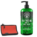 Viking Revolution Men's Tea Tree Oil Body Wash (12 Fl Oz 1 Pack) and Soap Bag with Drawstring (5.9x3.7 1 Piece) - Helps Athlete's Foot Toenail Jock Itch Eczema Ringworm &amp Body Odors