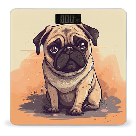 Pug Cartoon Scale for Body Weight Smart Scales Digital Bathroom Scale High Precision Weighing Scales with Large Display Weighing Machine for People